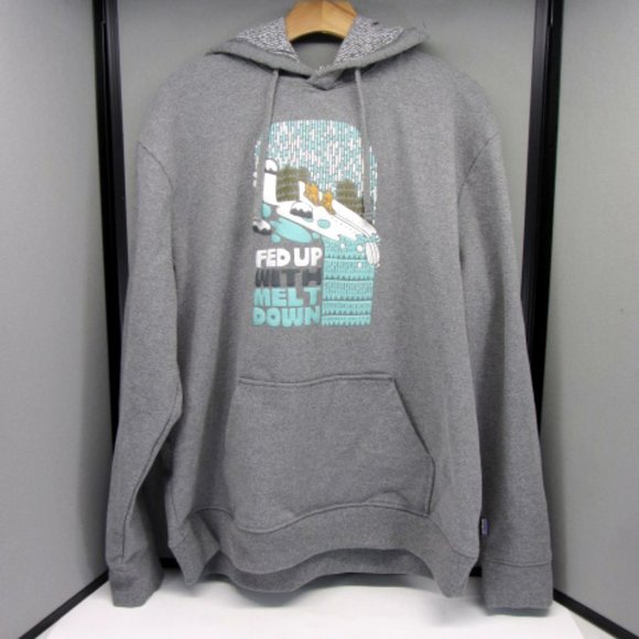 PATAGONIA Uprisal Hoodie "Fed up with melt down" Recycled Cotton & Poly. Size XL - Picture 2 of 7
